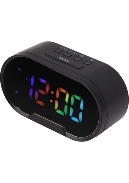 Dijital Saat Led Alarm Büyük Rakamlar Renkli Ekran Kısılabilir Ayarlanabilir Ses Minimalist 2 Alarmlı Çocuklar Öğrenciler Siyah (Yurt Dışından) fırsatları