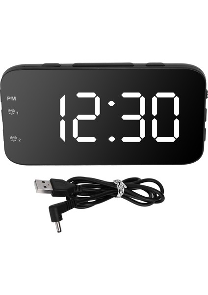 Led Dijital Çalar Saat Taşınabilir Masa Saati Ertelemeli Yatak Odası Ev Seyahat Beyaz (Yurt Dışından)