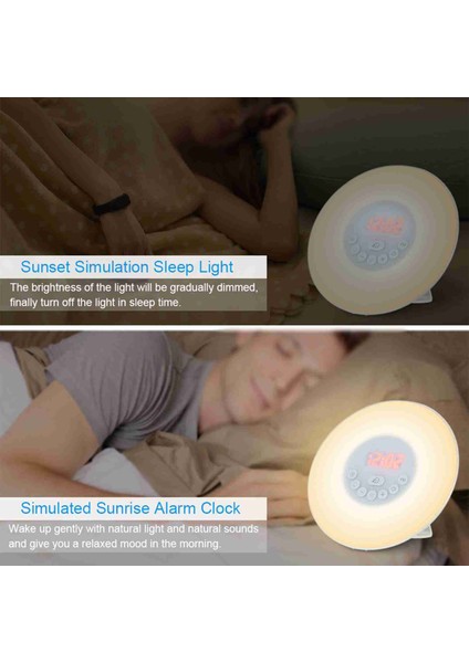 Uyanma Işığı Çalar Saat Gündoğumu/günbatımı Simülasyonu Fm Radyolu Dijital Saat 7 Renk Işık Doğa Sesleri Erteleme Fonksiyonu Dokunmatik Kontrol (Yurt Dışından) fiyatları