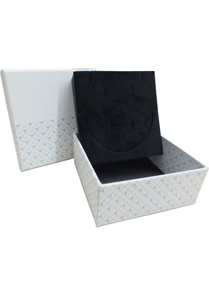 Elmas Desenli Karton Kelepçe Kutusu, 5'li Paket, Beyaz Renk
