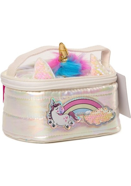 Beyaz Unicorn Puffer Çocuk Makyaj Çantası, Şık ve Kullanışlı Tasarım