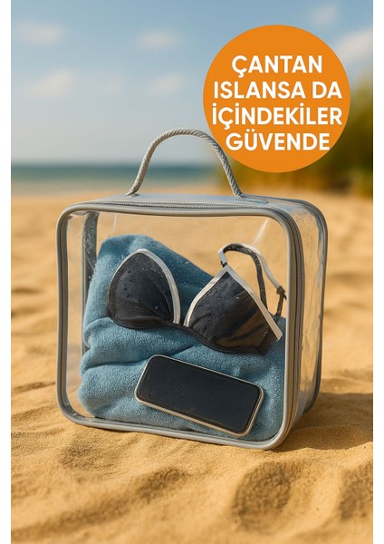 Şeffaf Plaj Çantası | Su Geçirmez Organizer | Çok Amaçlı Kullanım