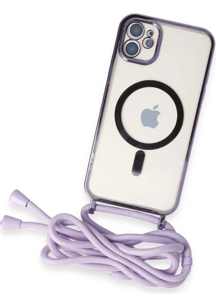 Newface iPhone 11 Kılıf Divo Lazer Askılı Magsafe Kapak - Lila modelleri