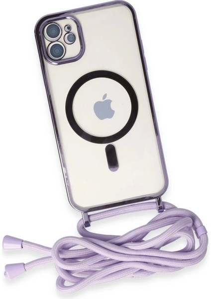 Newface iPhone 11 Kılıf Divo Lazer Askılı Magsafe Kapak - Lila fırsatları