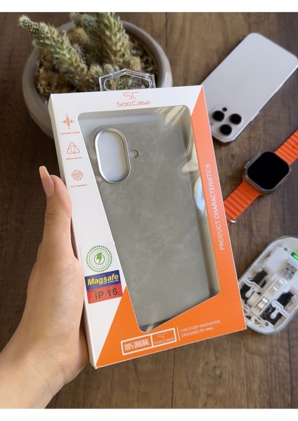 iPhone 16 Uyumlu Kadife Yüzeyli Magsafe Uyumlu Premium Kılıf SOOCASE691