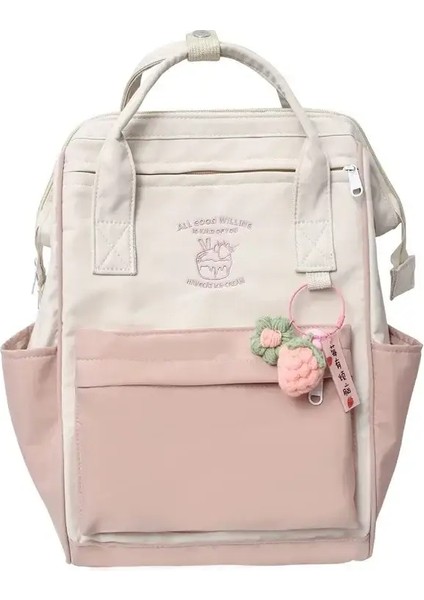 Büyük Kapasiteli Ortaokul Öğrenci Schoolbag Renk Eşleşmesi Basit Su Geçirmez Sırt Çantası Eğlence Seyahat Depolama Çantası Рюкзак Renk: Pembe/boyut: Kolye Olmadan (Yurt Dışından)