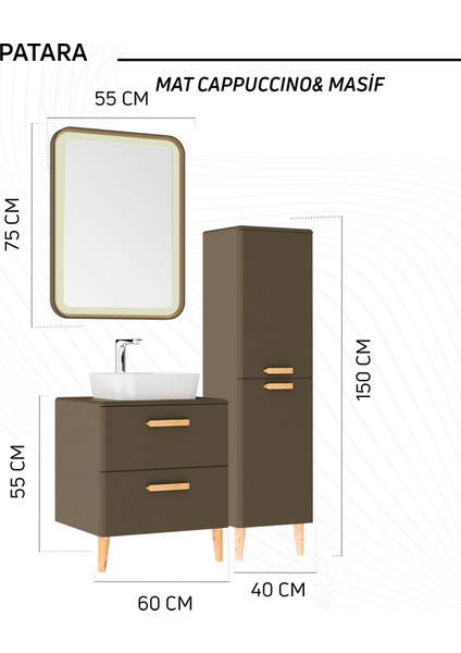 Patara Lavabo Dolabı 60 cm Mat Cappuccino fiyatları
