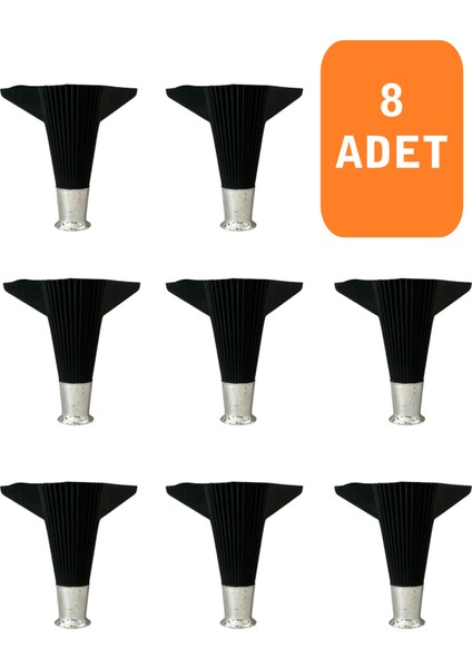 Kanepe Koltuk Tv Ünitesi Konsol Yükseltme Kumru Model Plastik Ayak 15 cm Siyah Renk 8 Adet