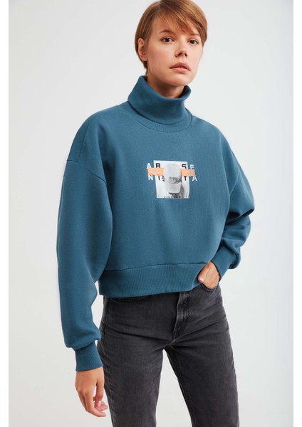 Frances Oversize Petrol Yeşili Sweatshirt