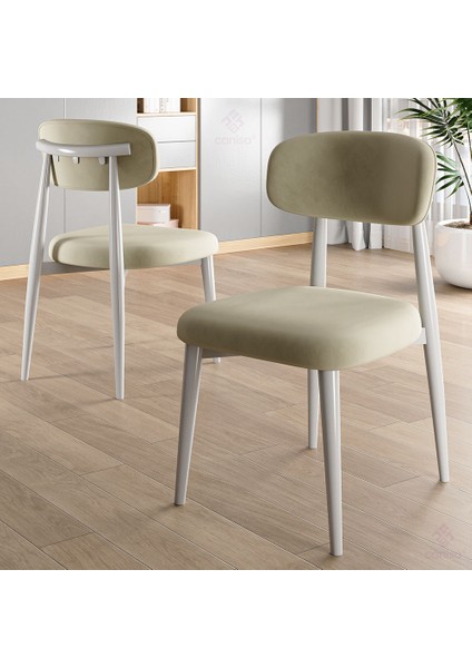 Laos Serisi 4 Adet Krem Mutfak Sandalyesi Beyaz Metal Iskeletli 1. Sınıf Babyface Kumaş modelleri