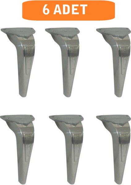 Kanepe Koltuk Tv Ünitesi Konsol Yükseltme Piton Model Plastik Ayak 19 cm Krom Renk 6 Adet