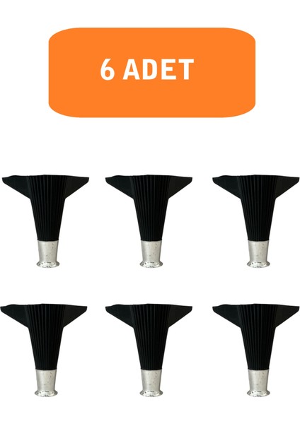 Kanepe Koltuk Tv Ünitesi Konsol Yükseltme Kumru Model Plastik Ayak 15 cm Siyah Renk 6 Adet