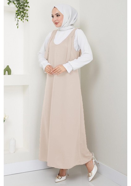 Nehir Örme Jile Elbise Bej HM2389