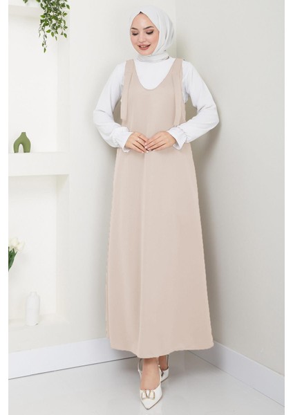 Nehir Örme Jile Elbise Bej HM2389
