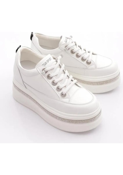 Guja 25Y423-2 Kadın Hakiki Deri Gizli Dolgu Yüksek Tabanlı Sneaker Spor Ayakkabı
