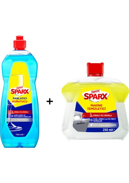 Sparx Parlatıcı&kurutucu 750 ml + Makine Temizleyici 250 ml 2'li Set