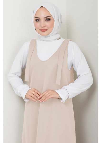 Nehir Örme Jile Elbise Bej HM2389
