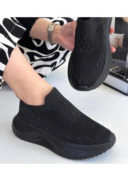 Kuum London K112707 Comfy 36/40 Taşlı Bağcıksız Yüksek Taban Sneaker Spor Günlük Ayakkabı fırsatları
