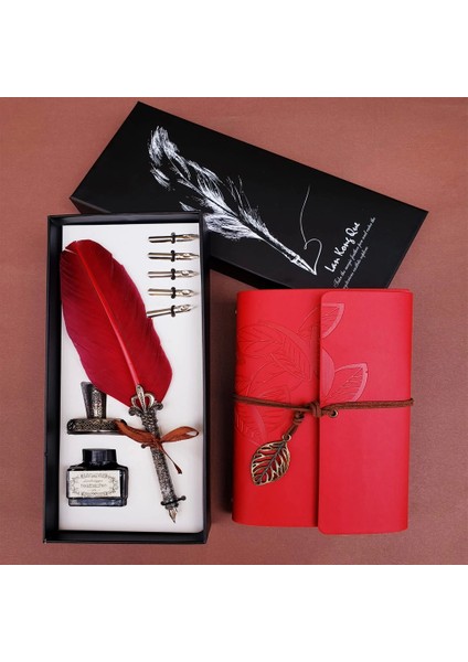 Mürekkepli Divit Kalem ve Deri Defter - EMY7130-2933