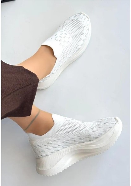 Kuum London K112707 Comfy 36/40 Taşlı Bağcıksız Yüksek Taban Sneaker Spor Günlük Ayakkabı fırsatları