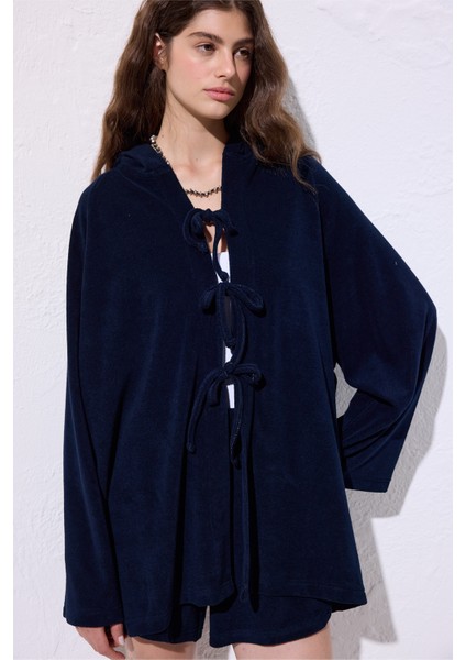 Havlu Kumaş Kimono Lacivert