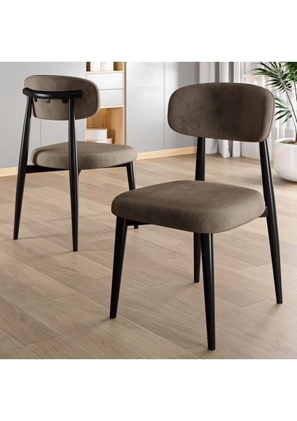 Laos Serisi 6 Adet Cappucino Mutfak Sandalyesi Siyah Metal Iskeletli 1. Sınıf Babyface Kumaş modelleri