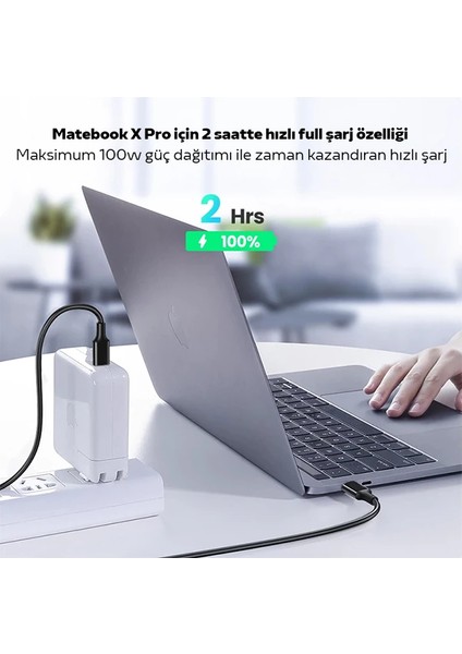 Ally USB Type-C Pd3.1 100W(20V-5A) Hızlı Veri Şarj Kablosu 1METRE-(5775) - EMY4089-4023 fiyatları