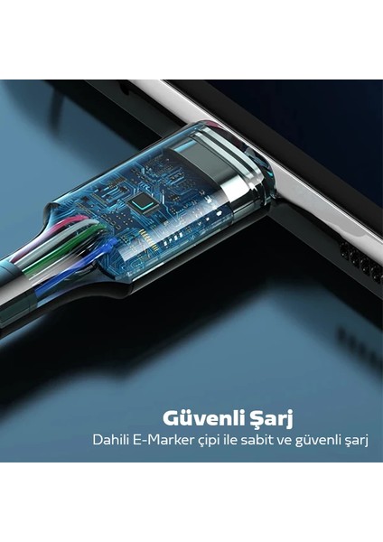 Ally USB Type-C Pd3.1 100W(20V-5A) Hızlı Veri Şarj Kablosu 1METRE-(5775) - EMY4089-4023 modelleri