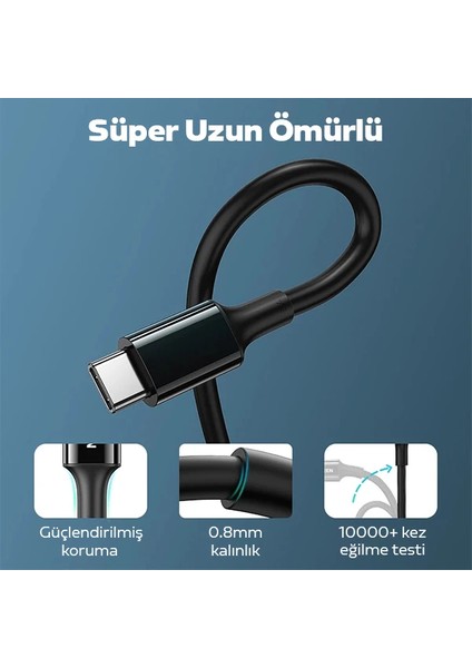 Ally USB Type-C Pd3.1 100W(20V-5A) Hızlı Veri Şarj Kablosu 1METRE-(5775) - EMY4089-4023 fırsatları