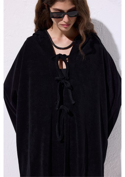 Havlu Kumaş Kimono Siyah