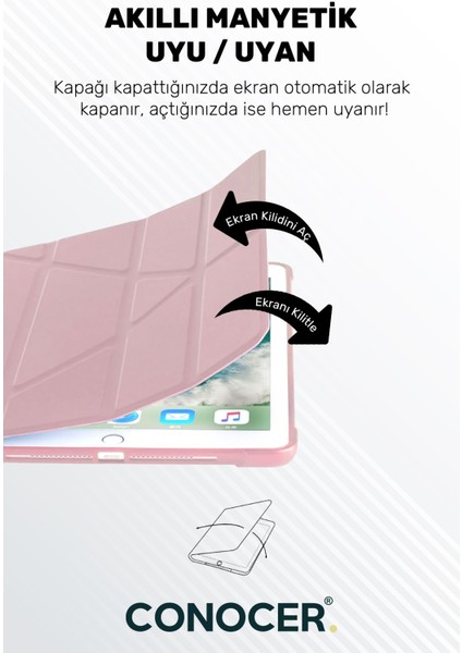 iPad 11 A16 2025 10. Nesil 10.9 Tablet Kılıfı Yumuşak Kalem Bölmeli, Uyku Modlu, Tri Folding Stand indirimleri