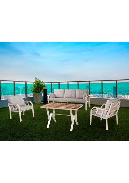 Nergiz Kapiçino Metal 3 1 1 Masa Bahçe Balkon Mobilyası