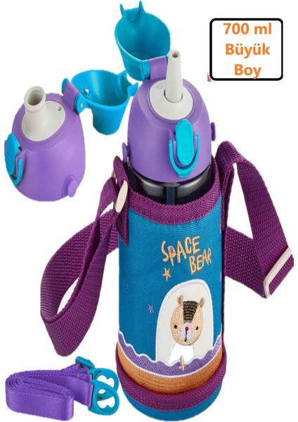 Büyük Boy - Kılıflı 2 Ayrı Kapaklı Pipetli/pipetsiz Tritan Su Matarası 700 ml modelleri