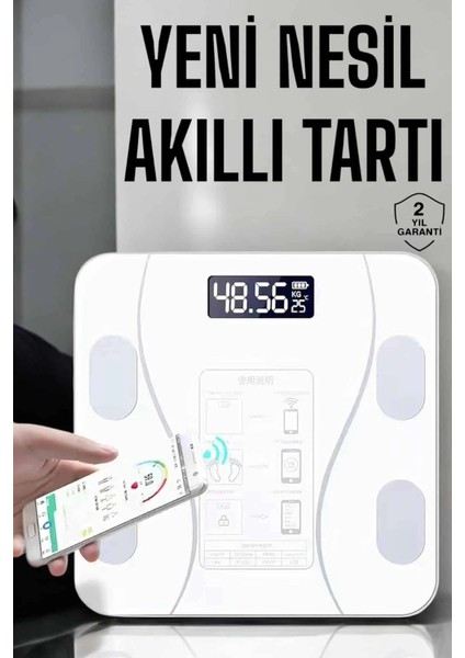 Tartı Baskül Dijital Elektronik Tartı Vücut Analiz Wifi Akıllı Yağ Ölçer