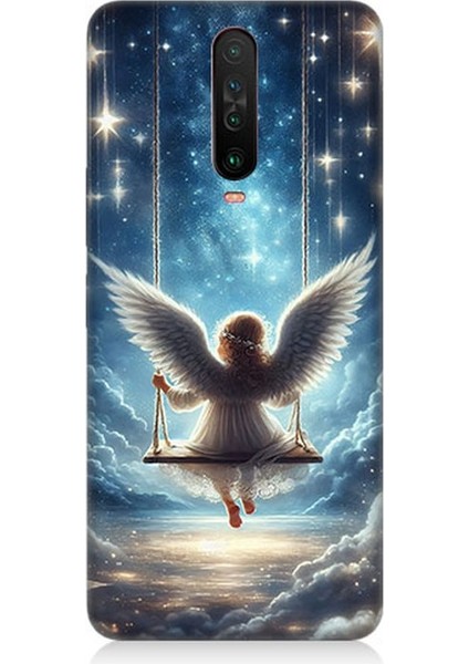 Xiaomi Poco X2 Uyumlu Yıldızlarla Salıncakta Melek Desenli Silikon Kılıf