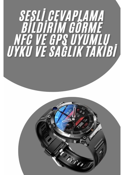 Lider Global Akıllı Saat Titanyum Kasa Yuvarlak Ekran Alarm Uyku ve Sağlık Takibi Titreşimli
