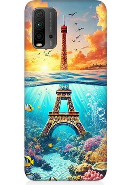 Xiaomi Redmi 9t Uyumlu Denizaltında Eyfel Hayali Desenli Silikon Kılıf