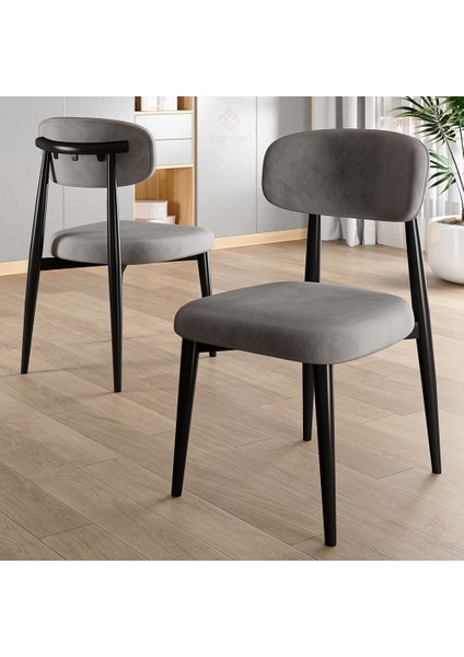 Laos Serisi 6 Adet Gri Mutfak Sandalyesi Siyah Metal Iskeletli 1. Sınıf Babyface Kumaş modelleri