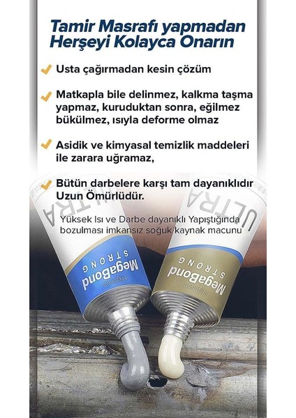 3'lü Çift Karışım Soğuk Kaynak Macun Yapıştırıcı 75 gr indirimleri