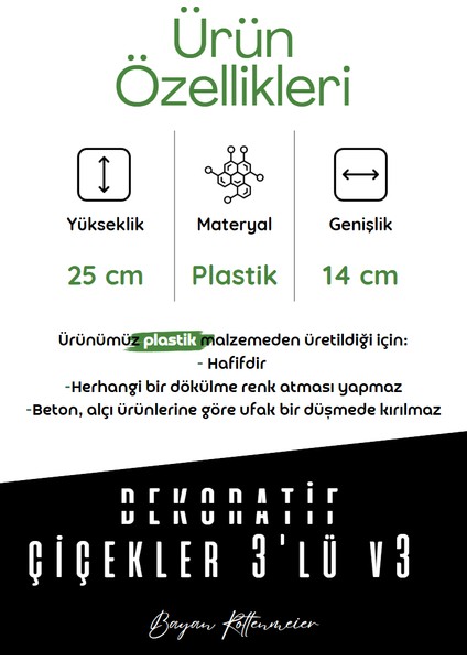 Dekoratif 3 lü çiçekler v3 dekoratif obje - biblo - dekor fiyatları