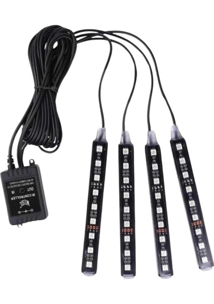 Rgb Işıklı Araç Içi Aydınlatma Kumandalı 12'li LED Işık Renk Değiştirebilen