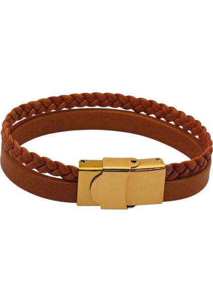 Şeyma İsmine Özel Taç Motifli 14 Ayar Altın Plakalı Kahverengi Derili Hediye Bileklik-511 İsim indirimleri