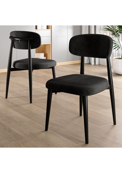 Laos Serisi 6 Adet Siyah Mutfak Sandalyesi Siyah Metal Iskeletli 1. Sınıf Babyface Kumaş modelleri
