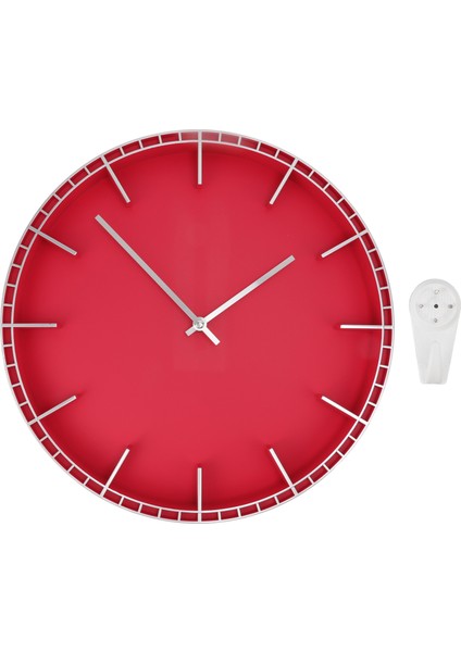 Duvar Saati Sessiz Tıklamayı Önler Kolay Okunur Yenilikçi Modern Yuvarlak Duvar Saati Ev Ofis Mutfak Yatak Odası 5686 Gümüş Kırmızı (37,7X3CM / 14,8x1,2in) (Yurt Dışından)