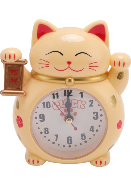 Şanslı Kedi Saati Doğru Plastik Sevimli Karikatür Iyi Şanslı Kedi Çalar Saat Ev Için Sarı Yf2025d (Yurt Dışından)