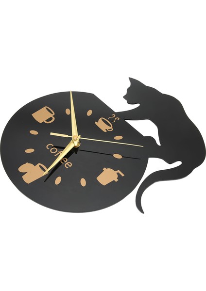 Mutfak Duvar Saati Kahve Kedi 3D Efekt Dayanıklı Akrilik Sessiz Hareket Çerçevesiz Tasarım Su Geçirmez Güvenli Sessiz Duvar Saati (Yurt Dışından) fırsatları