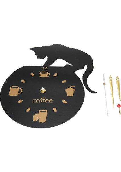 Mutfak Duvar Saati Kahve Kedi 3D Efekt Dayanıklı Akrilik Sessiz Hareket Çerçevesiz Tasarım Su Geçirmez Güvenli Sessiz Duvar Saati (Yurt Dışından) indirimleri