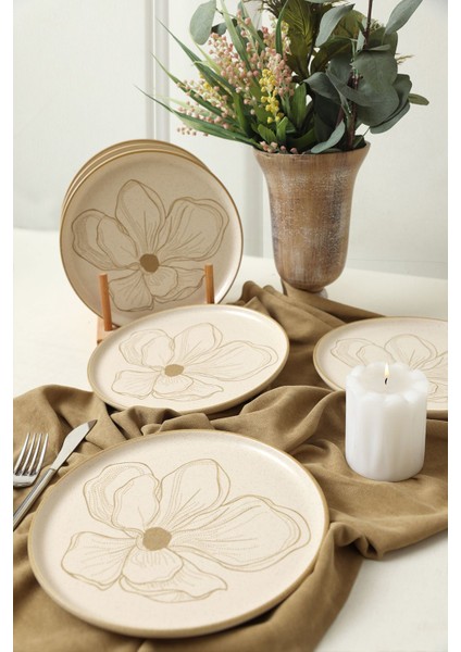 Taupe Bloom Nordıc Pasta Tabağı 22 cm 6 Adet 22529 fırsatları
