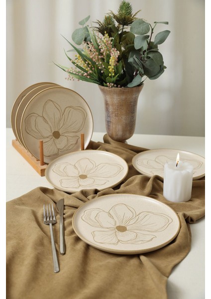 Taupe Bloom Nordıc Pasta Tabağı 22 cm 6 Adet 22529 indirimleri