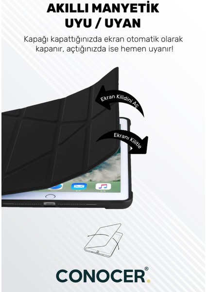 iPad 7. 8. 9. Nesil 10.2" Inç Kılıf Katlanır Kalemlikli Standlı Uyku Modlu Akıllı Kapak Tablet Kılıf fırsatları